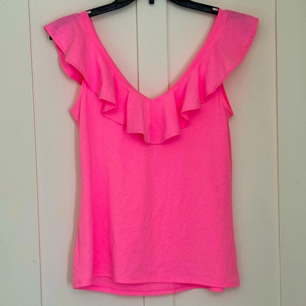 Lilly Pulitzer Alessa Ruffle Tank Top Paradise Pink Size XS NWOT